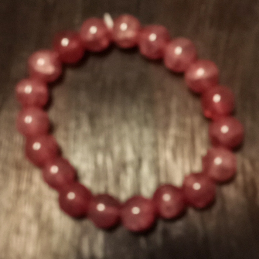 Strawberry Quartz Agate 10 MM Bead Stretch Bracelet